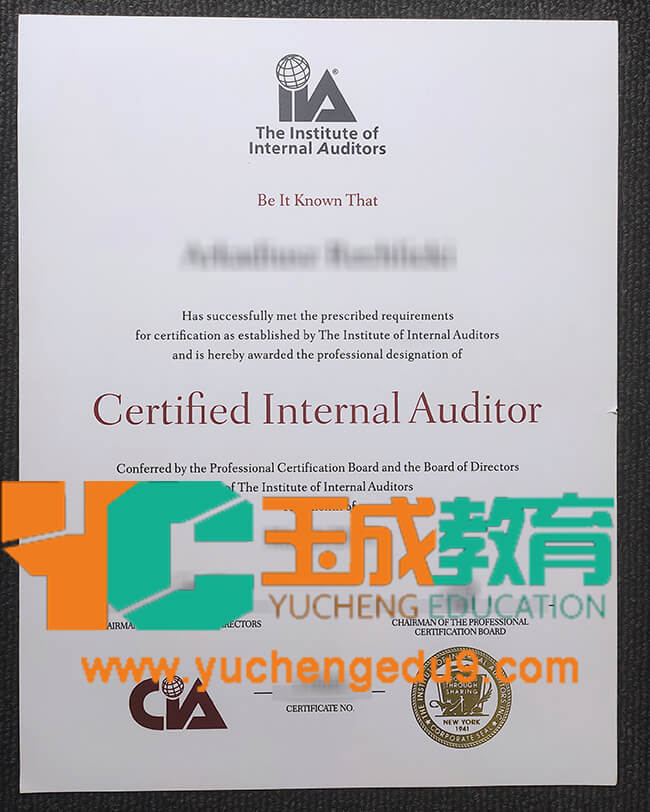 Institute of Internal Auditors certificate 