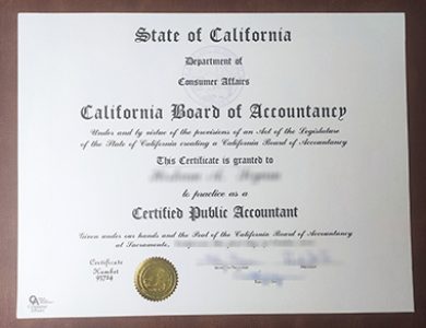 Buy California Board of Accountancy certificate. 购买加州会计委员会证书