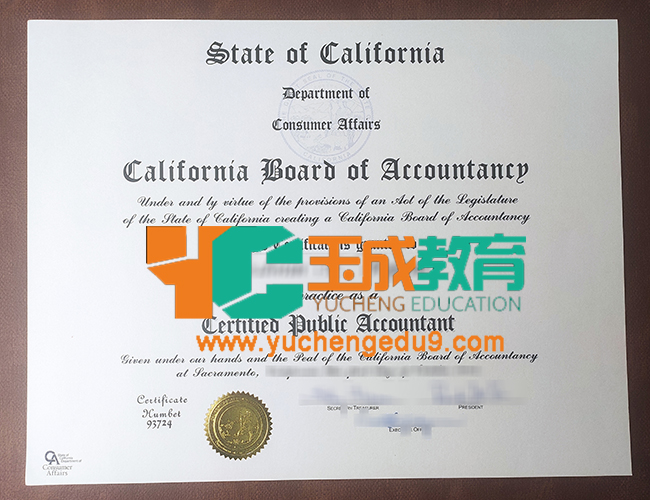 California Board of Accountancy certificate