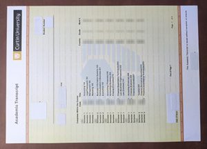 Curtin University academic transcript
