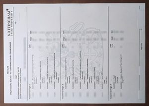 Nottingham Trent University academic transcript