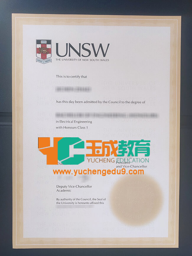 University of New South Wales certificate