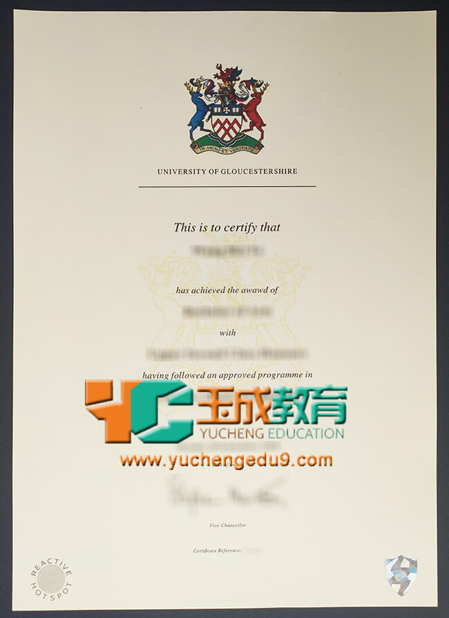 University of Gloucestershire certificate 格洛斯特郡大学证书