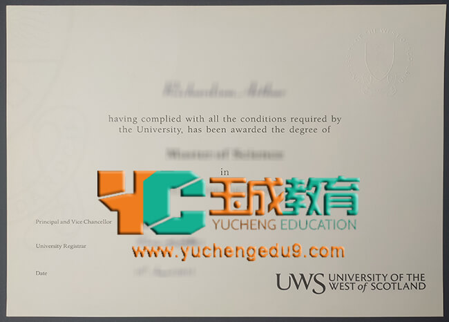 University of the West of Scotland degree 西苏格兰大学学位证书