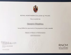 Royal Northern College of Music certificate 皇家北方音乐学院证书