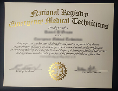 Buy a National Registry of Emergency Medical Technicians certificate 国家紧急医疗技术人员注册NREMT证书