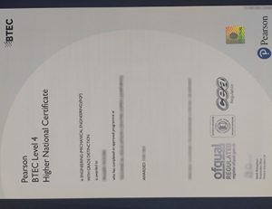 商业和技术教育委员会BTEC 4级证书 Business and Technology Education Council (BTEC) Level 4 certificate