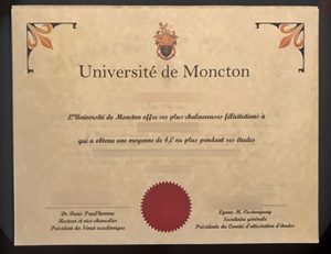 Université de Moncton degree 蒙克顿大学毕业证
